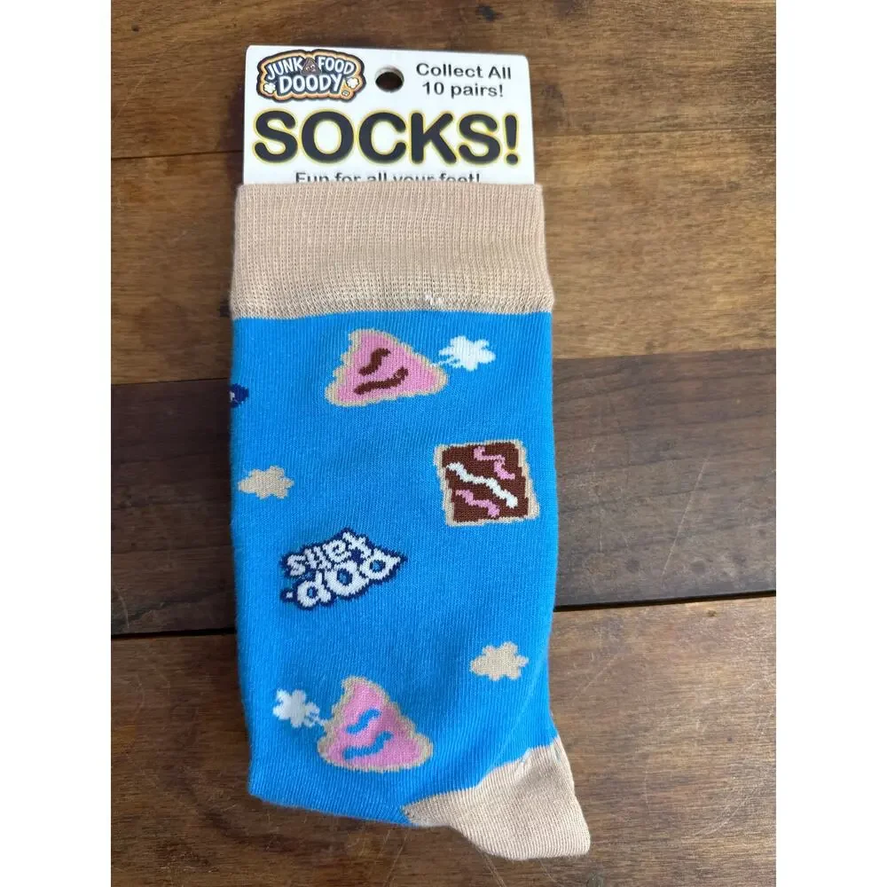 Junk Food Doody **NEW** Pop Farts Funny Novelty Parody Socks Shoe Size 6-12